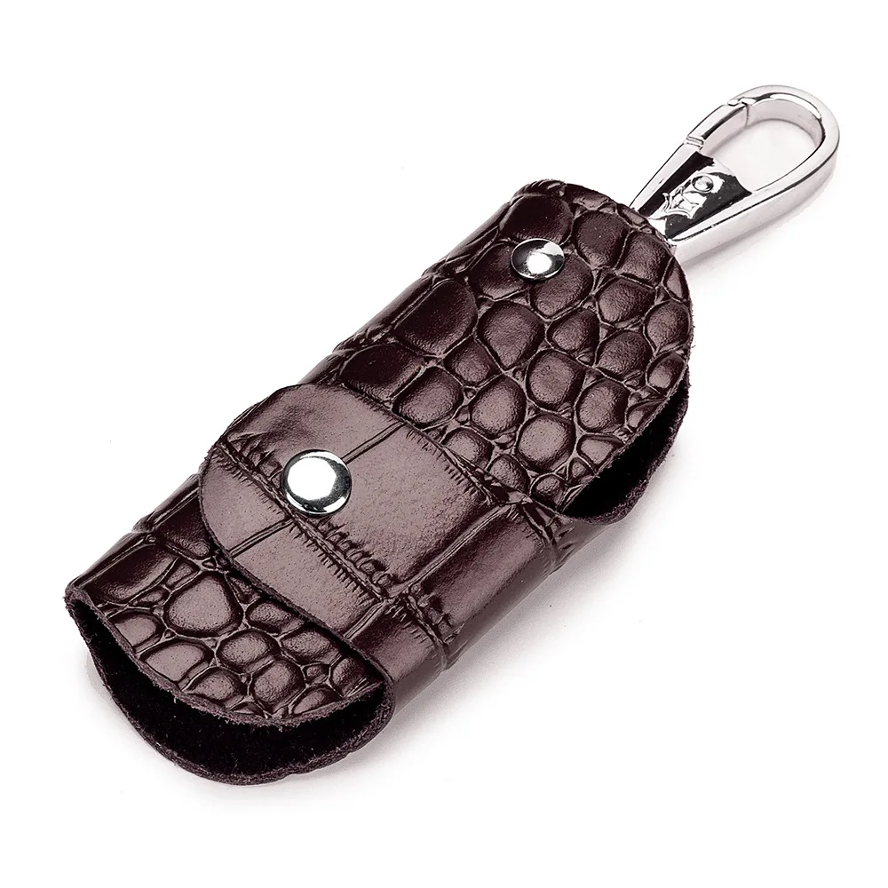 

Cheap Split Leather Men Key Wallet Holder Luxury Waist Key Pouch Crocodile Pattern Women Multi-function Car Key Chain Wallet