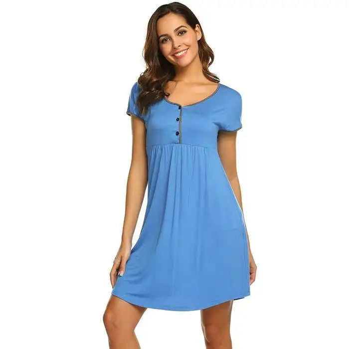 Ekouaer ночная рубашка, женское платье с v-образным вырезом, ночная рубашка с коротким рукавом для беременных, ночная рубашка для кормящих, повседневная одежда для сна, летнее Ночное платье