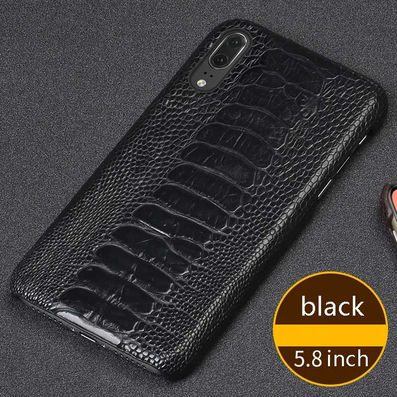 Роскошный кожаный чехол Wangcangli для телефона huawei P20 ostrich foot skin, модный защитный чехол для мобильного телефона - Цвет: Black