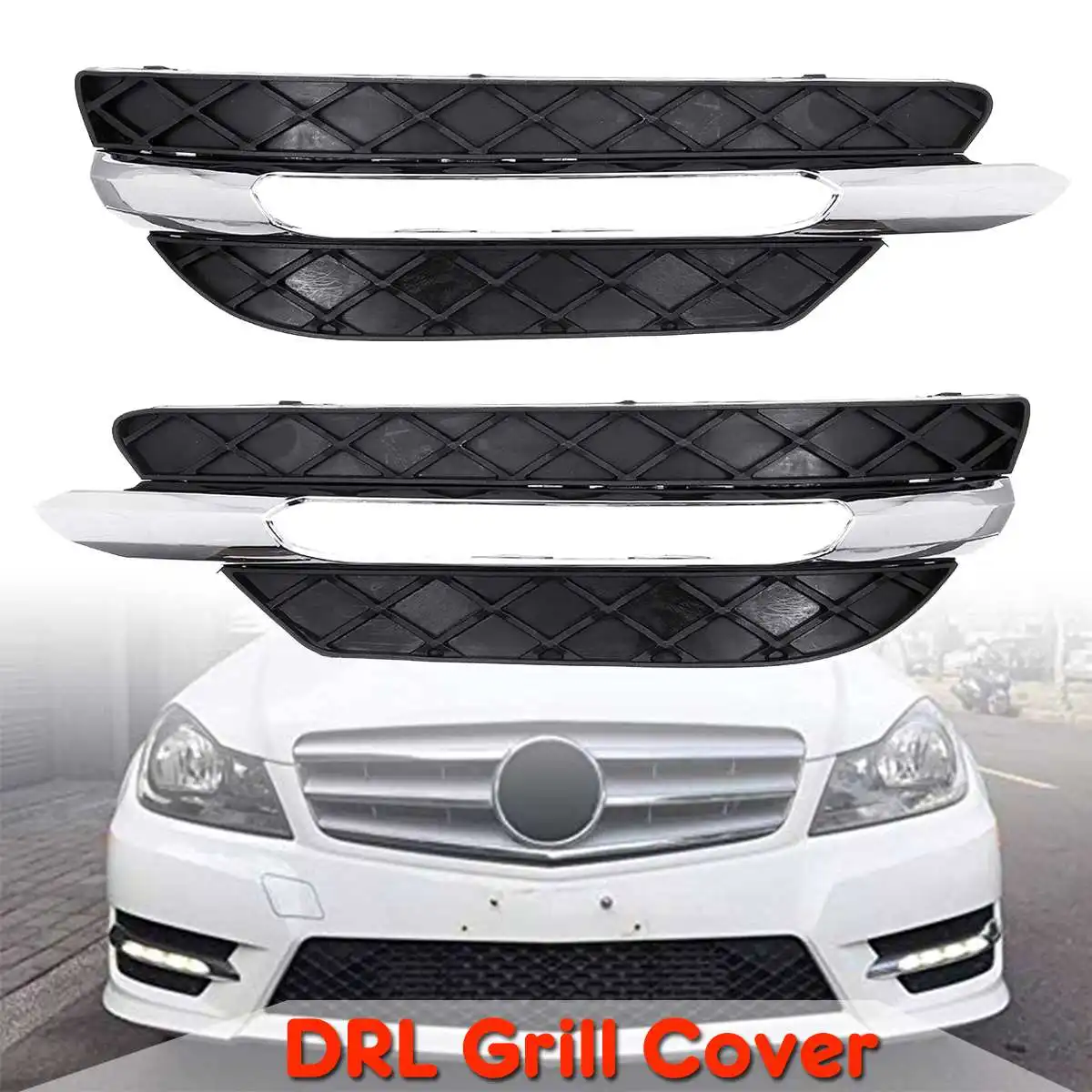 DRL для Mercedes C-Class W204 S204 C204 C-Class 2011 2013 левый/правый передний бампер Гриль дневной ходовой светильник крышка лампы