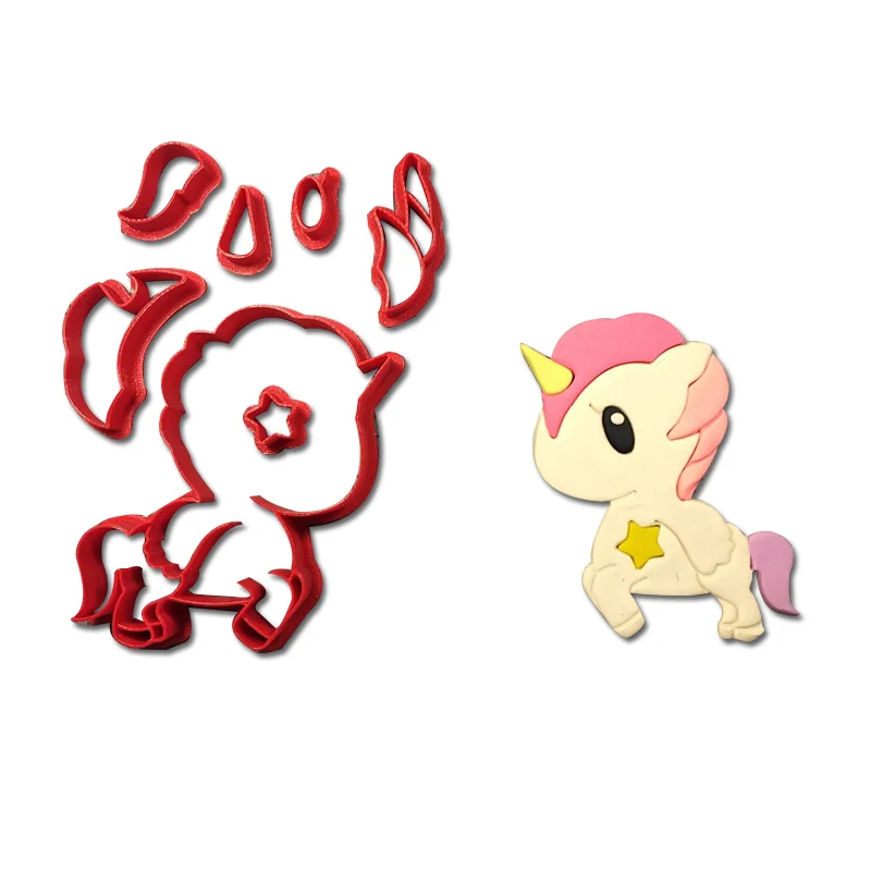 

Cute Unicorn Design Cookie Cutter Unicorn Cake Decorating Tools Custom 3D printed Fondant Cupcake Top Mold Tools Cookie Molds