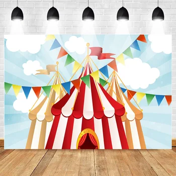 

Neoback Circus Party Photo Backdrop Carnival Circus Blue Sky Stripes Backdrops Kids Birthday Party Decoration Photo Booth Prop