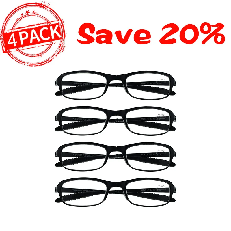 Отрегулировать дизайн очки для чтения складной с коробкой Анти-усталость дальнозоркости очки+ 1,5+ 2,0+ 2,5+ 3,0 W-DSRRA - Цвет оправы: 4 pcs black glasses