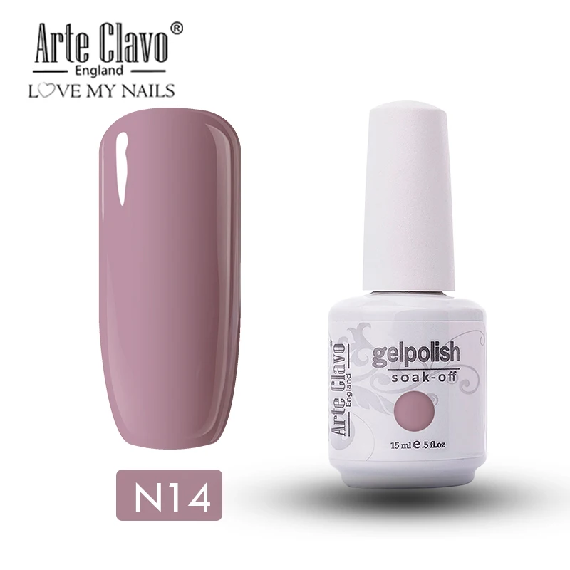 Arte Clavo Гель-лак 15 мл телесного цвета лак для ногтей УФ светодиодный Гель-лак для маникюра праймер для ногтей Полупостоянный Гель-лак - Цвет: N14