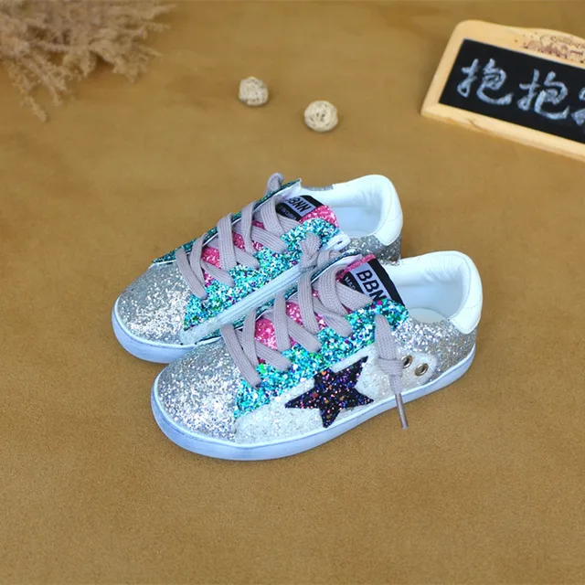 New Children Toddler Baby Glitter Shoes Girls Star White Sneakers Boys