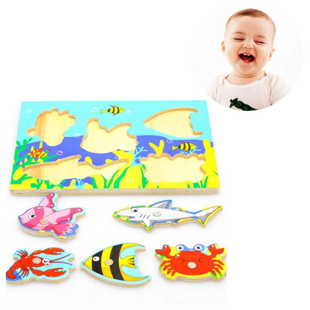 Детская деревянная Магнитная игра для рыбалки, 3D головоломка, игрушка, Интересные детские развивающие пазлы, игрушка в подарок