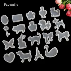 Facemile DIY 19 шт./компл. 3D милое животное с кристаллами геометрические украшения помадка форма кулон Силиконовое украшение делая инструмент для