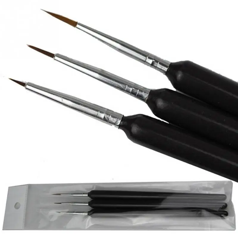

3 PCS/1 Set Kolinsky Acrylic Art Design Painting Tool Pen Polish Brush Set Kit Professional Nail Brushes Styling Nail Art tools
