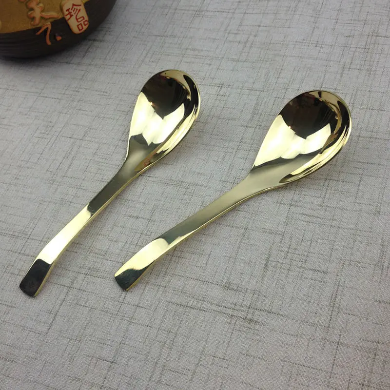 

Copper Soup Spoon Brass Dinner Spoon Classic Ecofriendly Cutlery Pure Red copper Golden Tableware Supplyment Copper Sale Factory