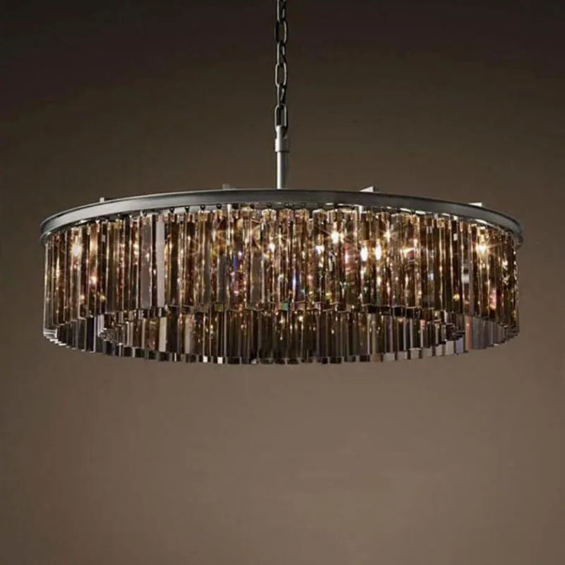 

Manggic Round Shape Crystal Chandelier Lighting Lustres Luminaires Hanging Light for Restaurant Crystal American Style Lamp