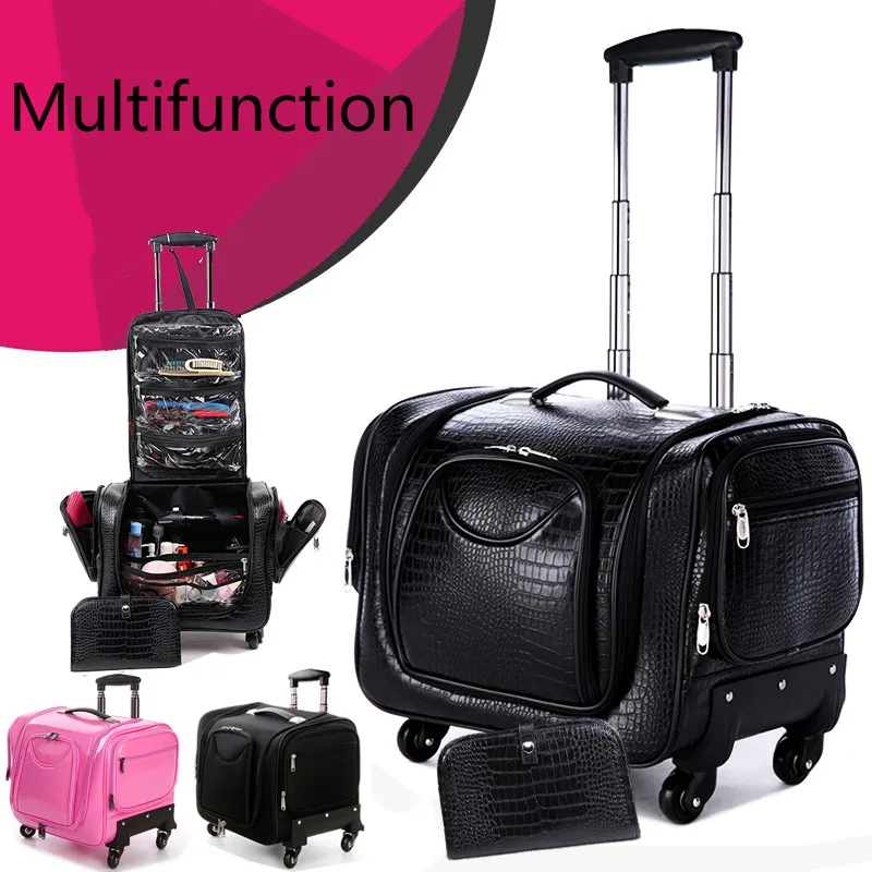

Professional makeup cosmetics cases large multi-caster trolley luggage suitcase Korean cosmetics storage kit