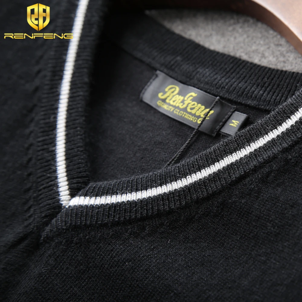 2018 Spring Autumn Wool Sweater Vest men Sleeveless V-Neck Knitted Vest Male casual tank tops pullover oversize Sweater Dress (8)