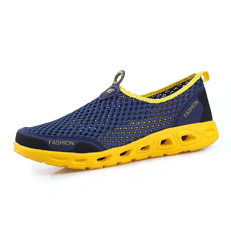 Для мужчин комбинированная обувь из сетчатого материала с Повседневное дышащие удобные быстросохнущие обувь для работы на кухне шеф-повар Ресторан Пособия по кулинарии обувь Мягкая обувь - Цвет: blue1