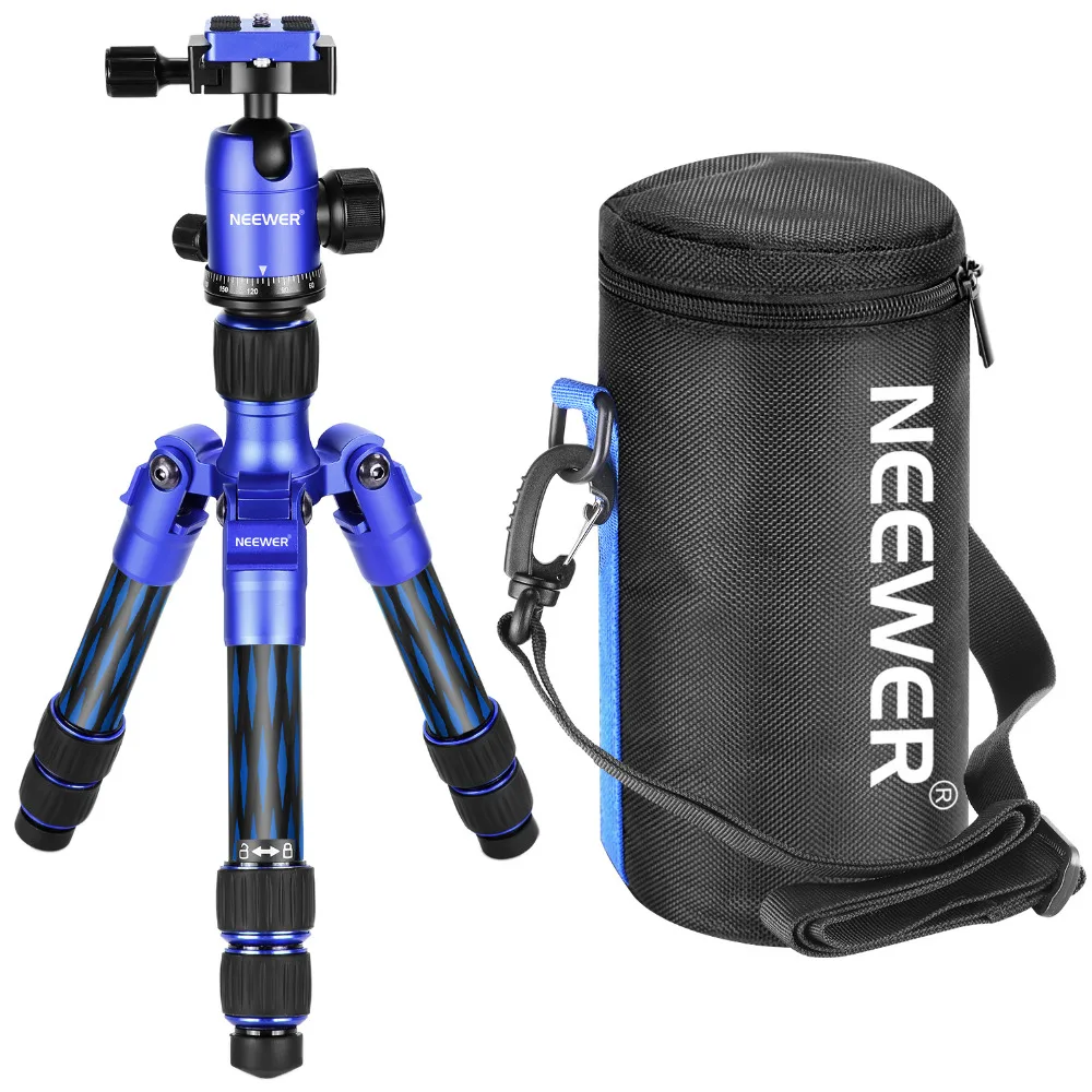 

Neewer T350C Desktop Carbon Fiber Blue Tripod - 20 inches/50 cm with 360 Degree Ball Head,1/4 inches Quick Shoe Plate,Bag