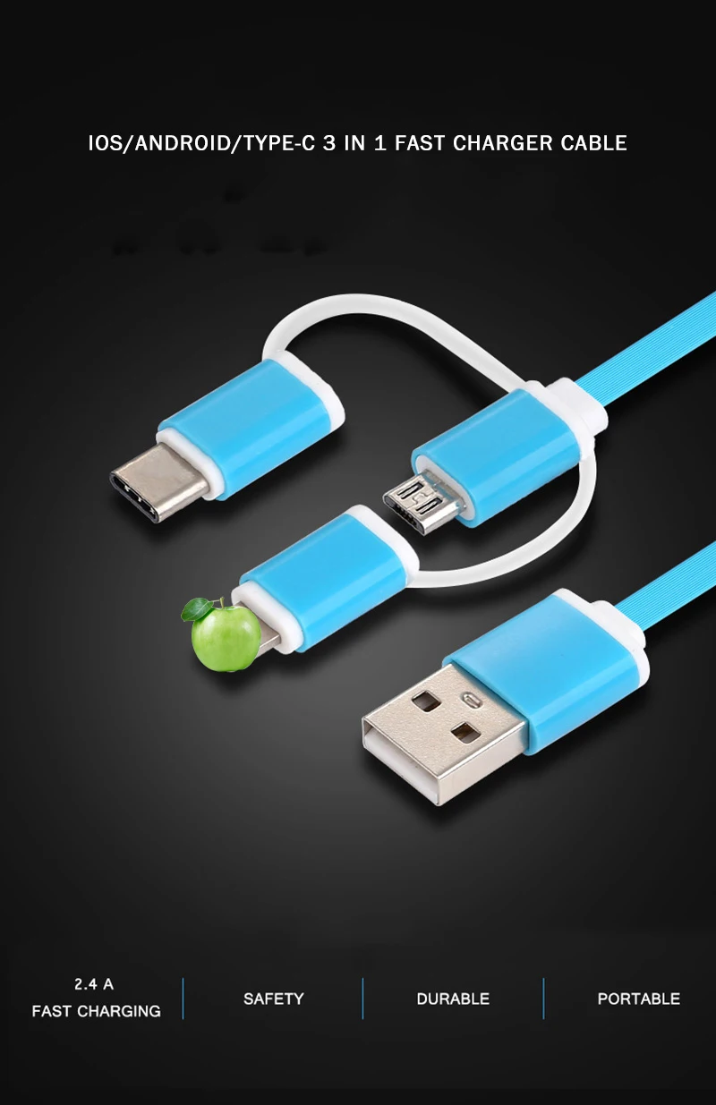 Кабели USB 3-в-1 кабель для Apple для Android для huawei мобильный кабель передачи данных телефона Тип-c кабель для передачи данных один для трех