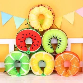 

1pcs Fruit U Shaped Pillow Protect the Neck Travel Watermelon Lemon Kiwi Orange Pillows Cushion,Pillows for Sleep Home Textile
