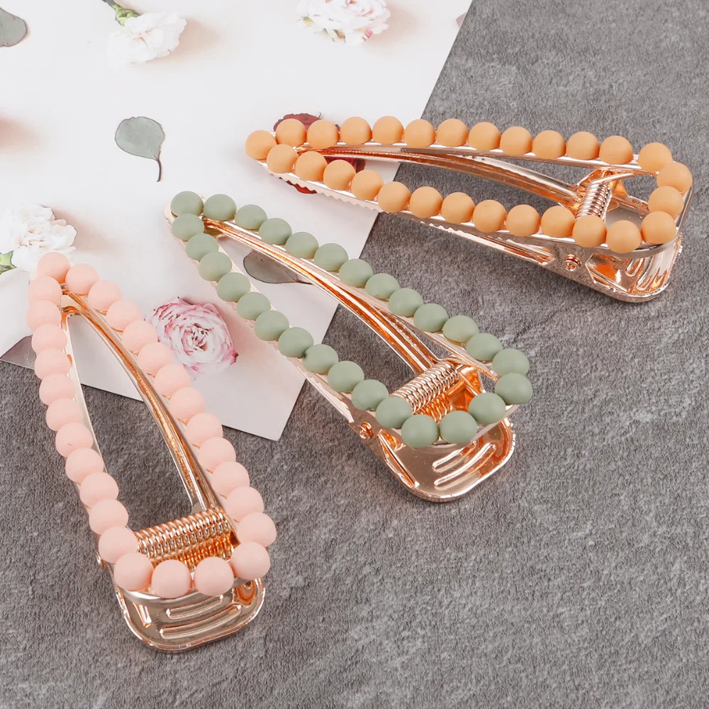 Korean ins Scrub Pearl Hair Clip Morandi Color Drop Edge Clip about 8cm length 1Pc hair barrette girl gift hair accessories Korean ins Scrub Pearl Hair Clip Morandi Color Drop Edge Clip about 8cm length 1Pc hair barrette girl gift hair accessories