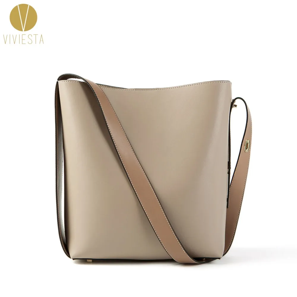 

GENUINE LEATHER CONTRAST BUCKET BAG Women's Fashion Trend Color Block Real Skin Large Shopping Shoulder Tote Handbag Bolsa