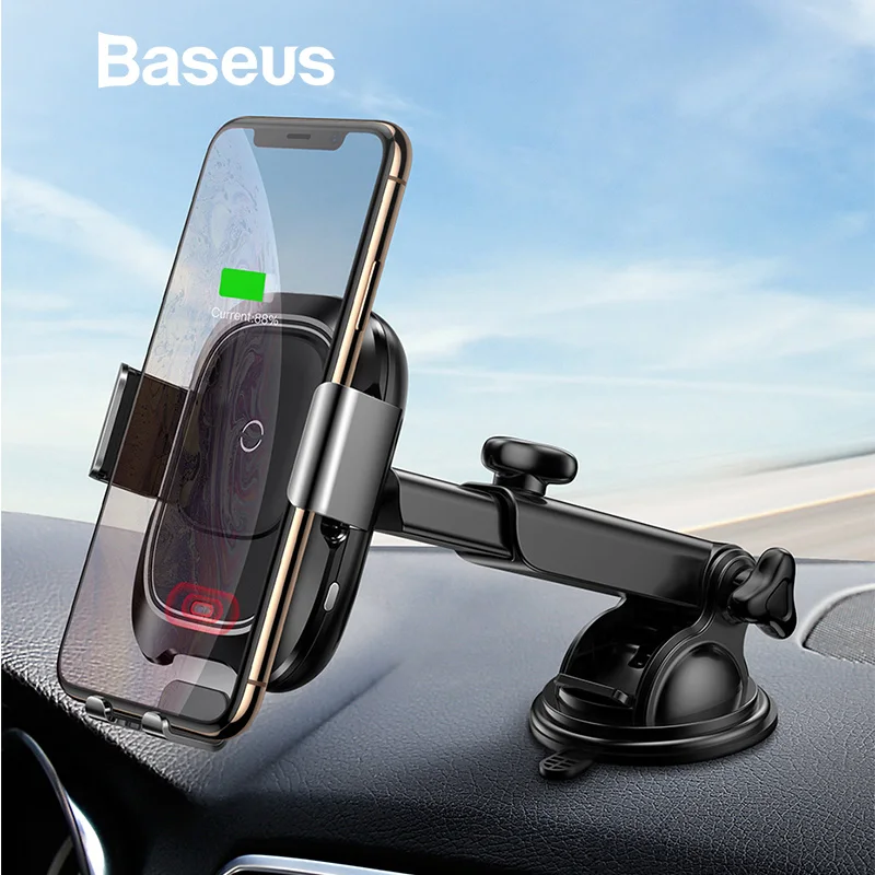Автомобильное беспроводное зарядное устройство Baseus Qi для iPhone X Samsung умный