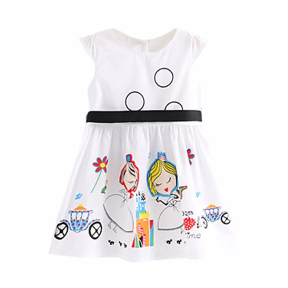 

Sweet Kids Girls Floral Print Cotton Mini Dress Round Neck Bow Sundress Kids Clothes