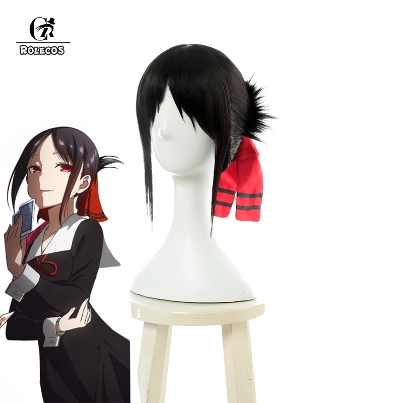 ROLECOS аниме Kaguya sama: Love is War Косплей волосы Shinomiya Черные Волосы Gir синтетические 40 см