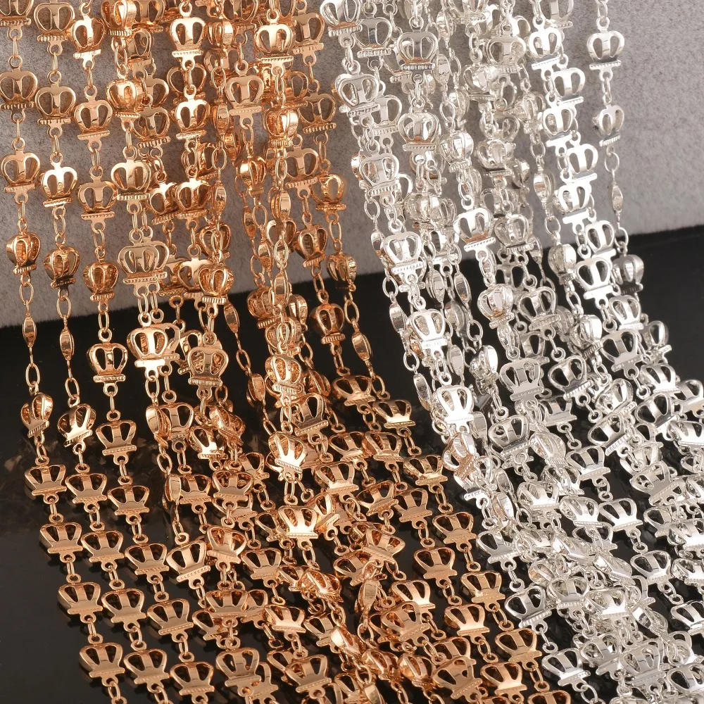 

High quality crown chain necklace silver and gold personalized length,jewelry finding 6mm