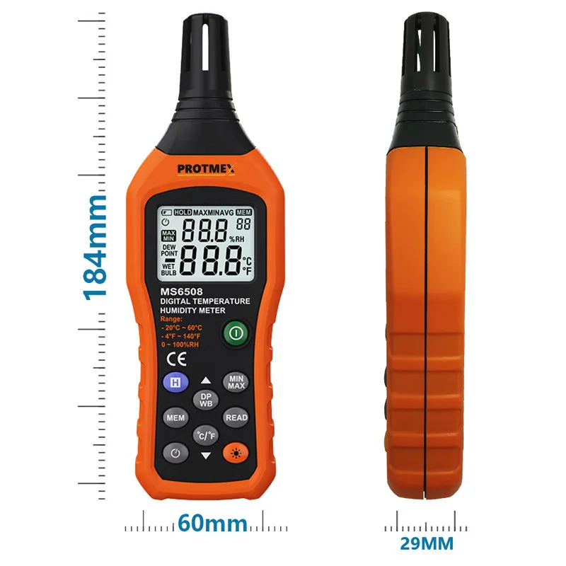 Цифровой измеритель температуры и влажности окружающей среды/влажная лампа/температура точки росы тестер влажности термо-гигрометр 6508