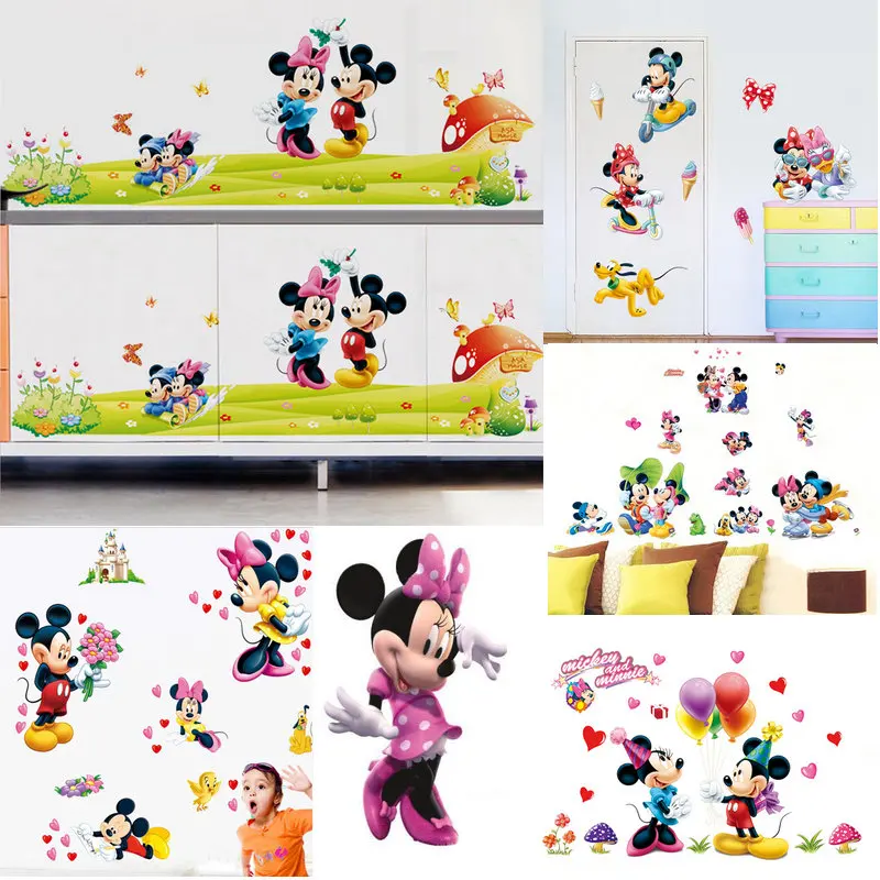Children S Bedroom Girl Decor Decals Stickers Vinyl Art Cartoon Mickey Mouse Bebe Adesivo De Parede Sala Das Criancas Home Decor Arte Mural Decalque Home Garden