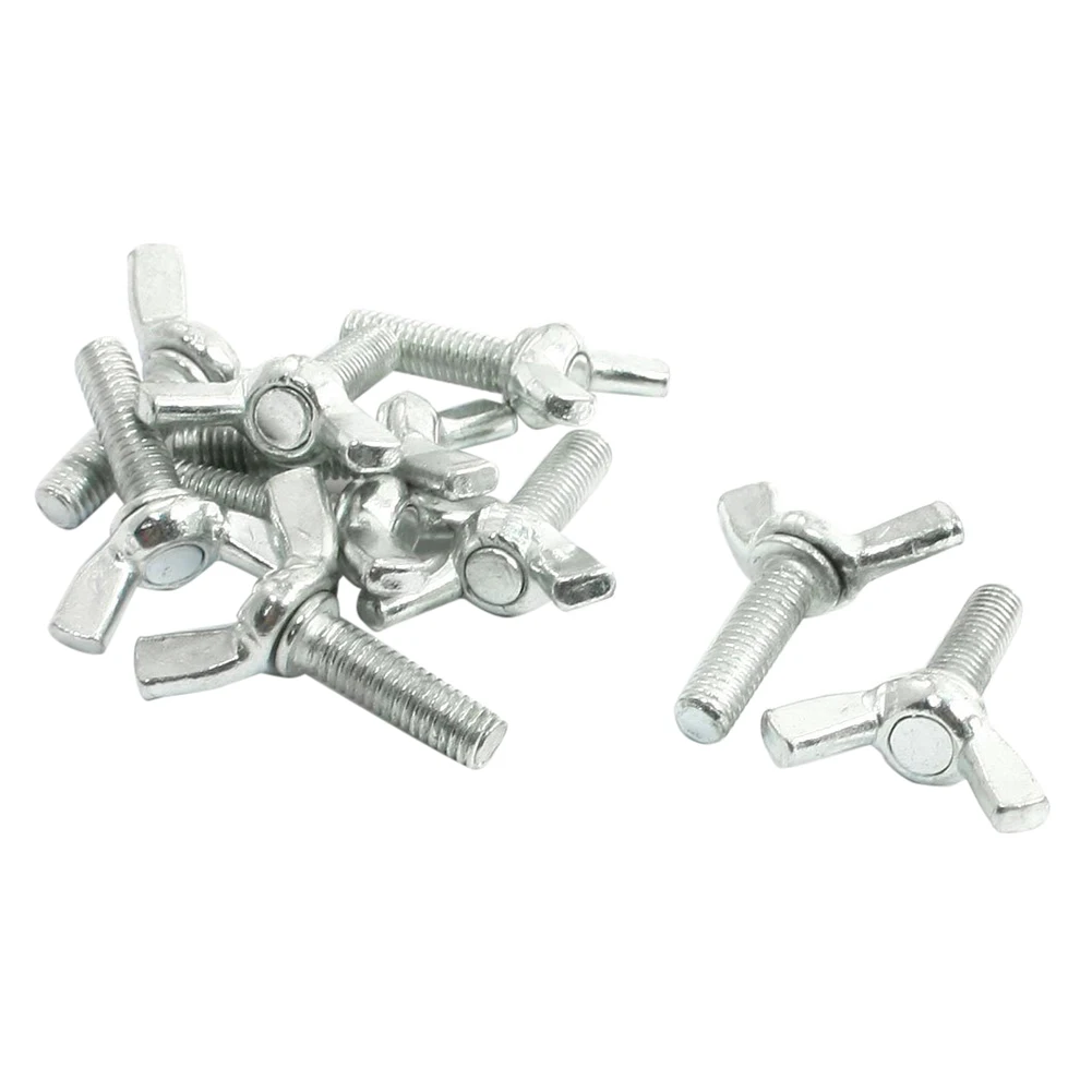 10 Pcs Hardware Replacement Metal Winged Screw Bolts 6x20mm,Silverin
