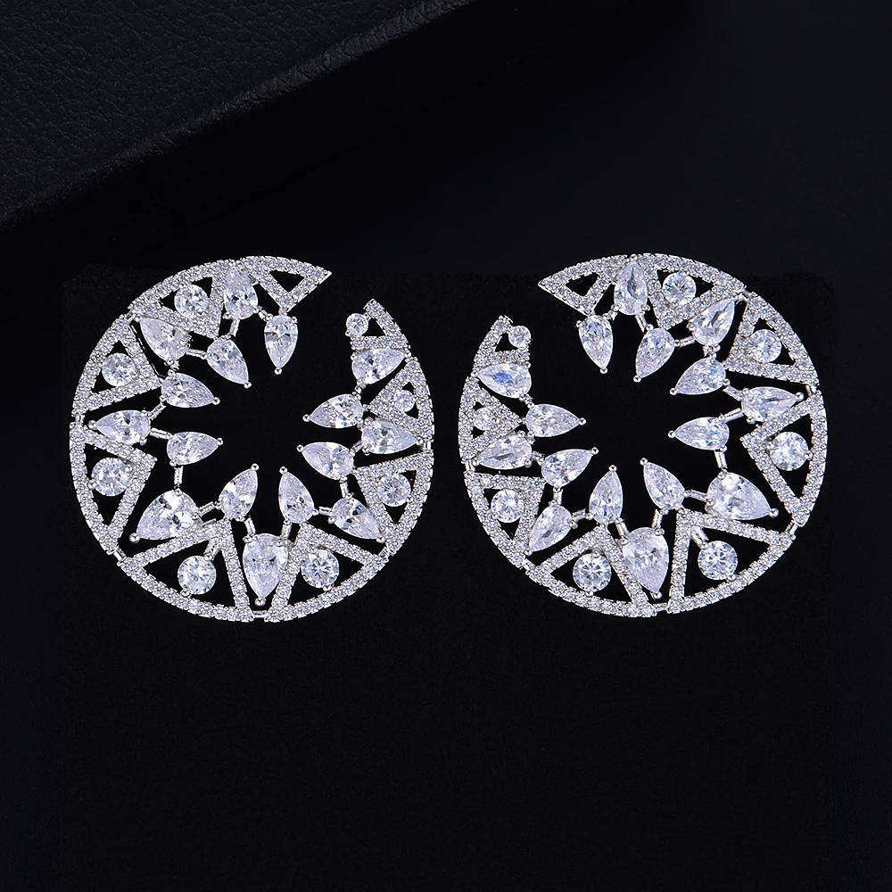 

33mm Famous Brand Elegant Water Drop Geometric Design Earrings For Women Wedding Bridal Jewelry Addiction
