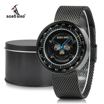 

BOBO BIRD Men Wristwatches relogio masculino Stainless Steel Quartz Watch Analog Bearing Timepieces In Gift Box erkek kol saati