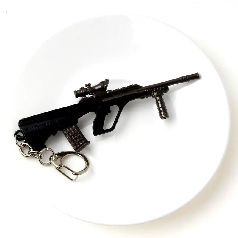 Игровой симулятор брелок в виде оружия мужской мини M4A1 AK47 мужской брелок пистолет автомобильный брелок кабель UL AWM снайперской винтовки, ювелирное изделие, подарок - Цвет: AUG