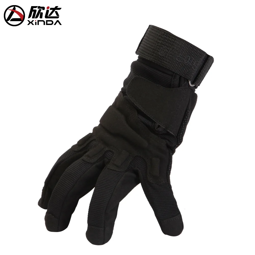 Xinda высокомолекулярный полимер+ нейлон полный палец перчатки для езды на велосипеде скалолазание перчатки Нескользящие тактические охотничьи перчатки - Цвет: Black