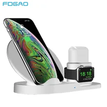 Беспроводное зарядное устройство Fdgao Qi для Apple watch 1 2 3 iPhone XS Max XR X 8 Plus AirPods Быстрая зарядка Подставка для samsung S9 S8 Note 9 8