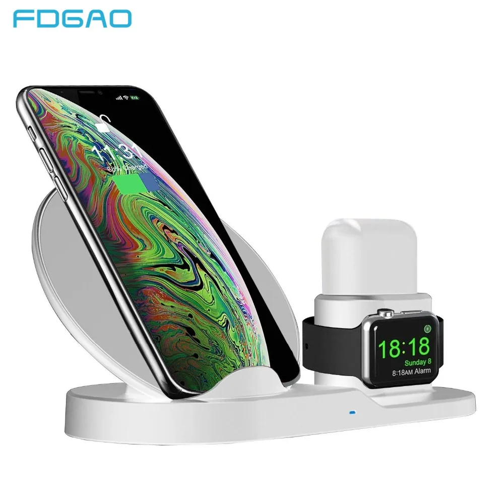 Беспроводное зарядное устройство Fdgao Qi для Apple watch 1 2 3 iPhone XS Max XR X 8 Plus AirPods Быстрая