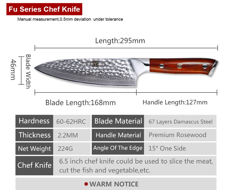 FANGZUO 6,5 дюймов японские кухонные ножи из дамасской стали vg10 нож для нарезки овощей Палисандр Ручка Высокое качество нож шеф-повара