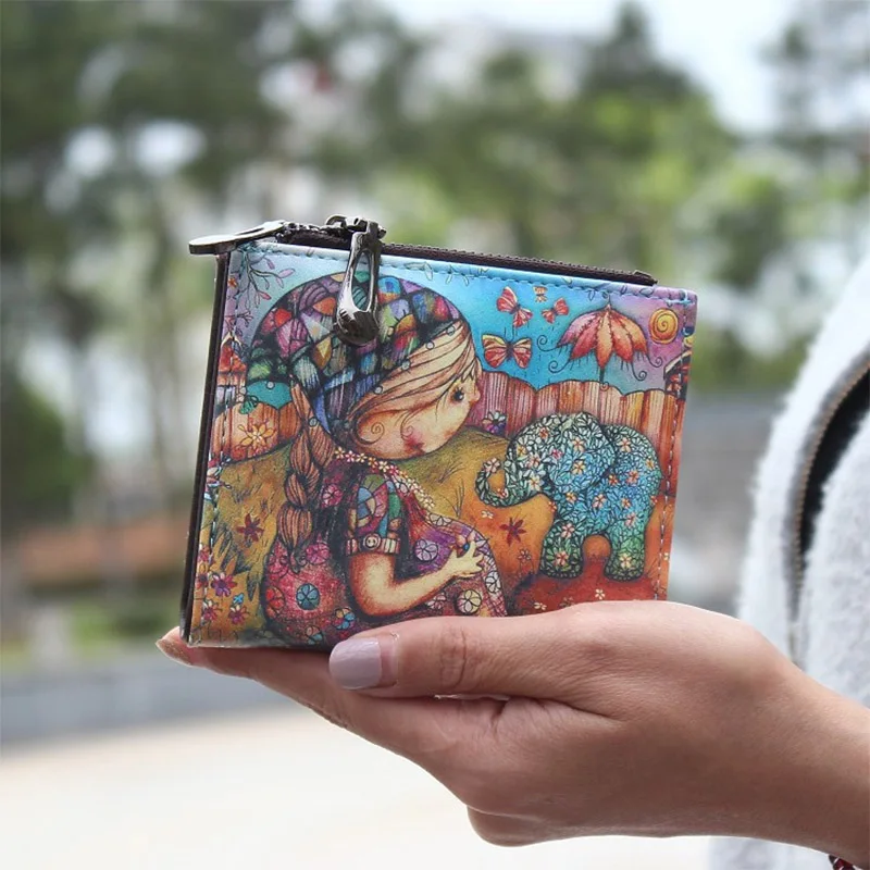 2016 New Fashion cartoon wallet brand designed short women wallet zipper female purse card holder Carteira