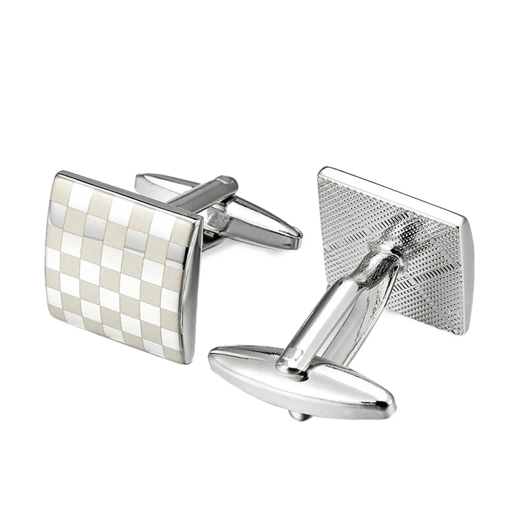 Silver Gold Color Square laser Cufflinks (3)