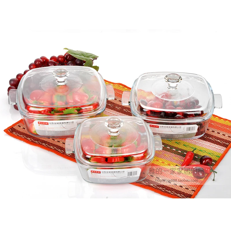 Genuine glass crystal bowl hot pot heat the pot with a lid for