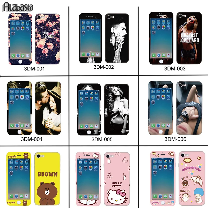 Kopen Alabasta Voor + Back 9 H HD Mode Kleurrijke Cartoon Bling Gehard Glas Protector Voor iphone 6 6 s plus Beschermhoes