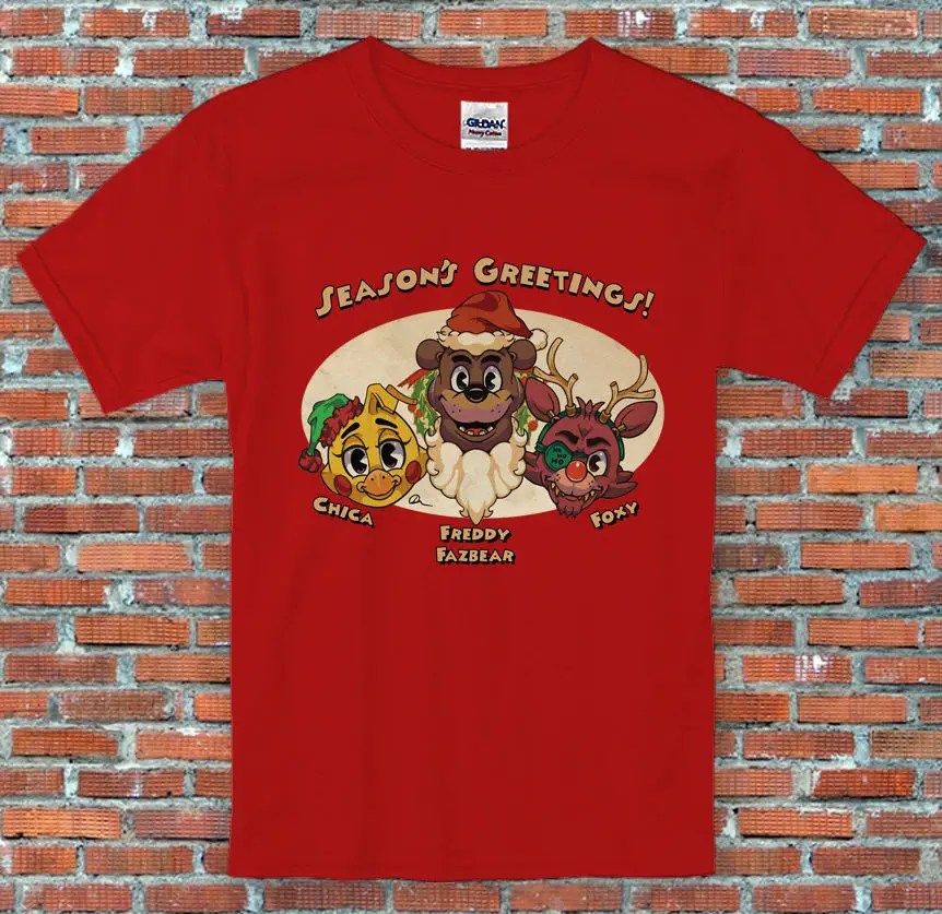 Пять Ночей Фредди Рождество Винтаж Chica Foxy праздник FNAF/футболка S 2XL футболка новые