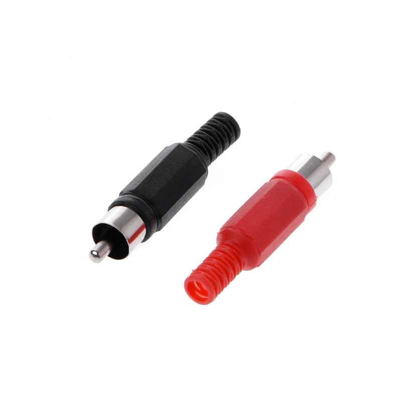 

OOTDTY 20 Pcs Black Red Solder RCA Male Plug Audio Video Adapter Connector
