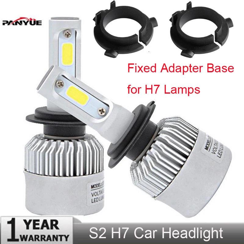 

Muxall Single Beam H7 LED Headlights Automobile Headlamp Fog Light 6500K+H7 LED kit Headlights Bulb Base Holder Adapters