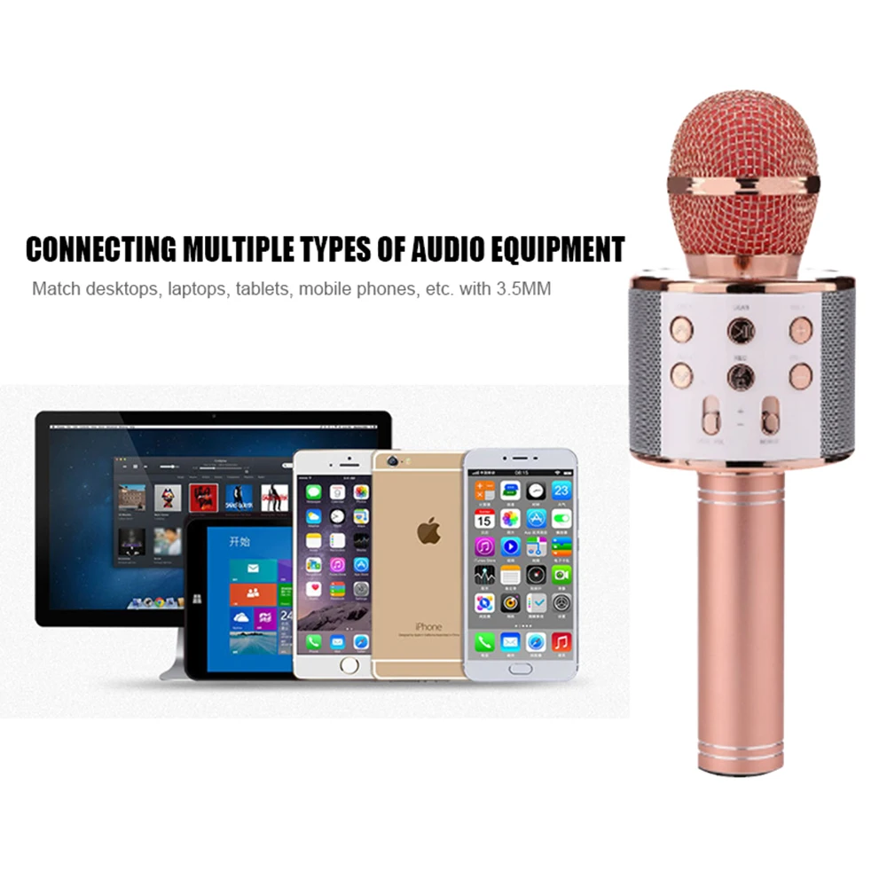 Модный Bluetooth беспроводной микрофон WS-858 караоке динамик микрофона ручной музыкальный плеер микрофон для вокала, с рекордером KTV MIC
