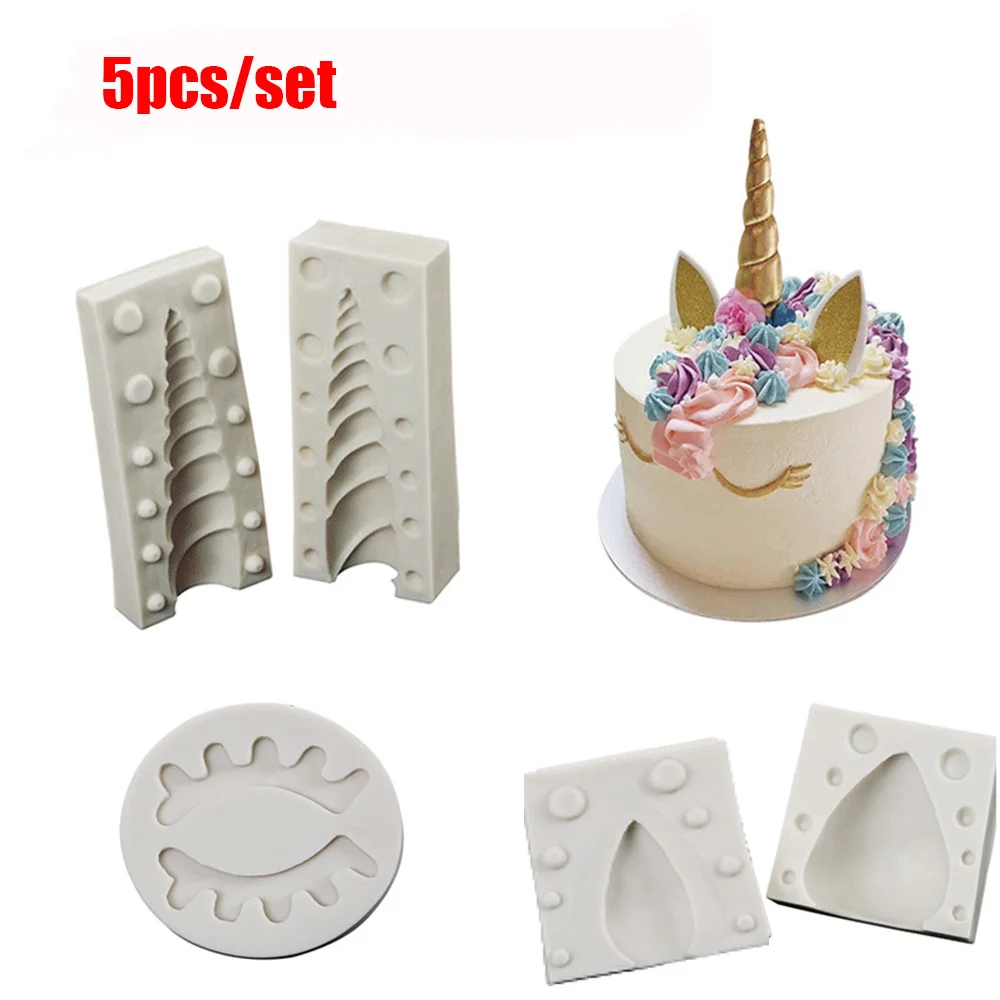 

5PC/SET Birthday Unicorn Animals Silicone Mold Fondant Mould Cake Decorating Tools Chocolate, Gumpaste, Sugarcraft Molds