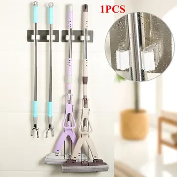 

Wall Mounted Hanger Removable Mounted Mop Clip for Tools Shelf for Bathroom Organizer Mop Clamp