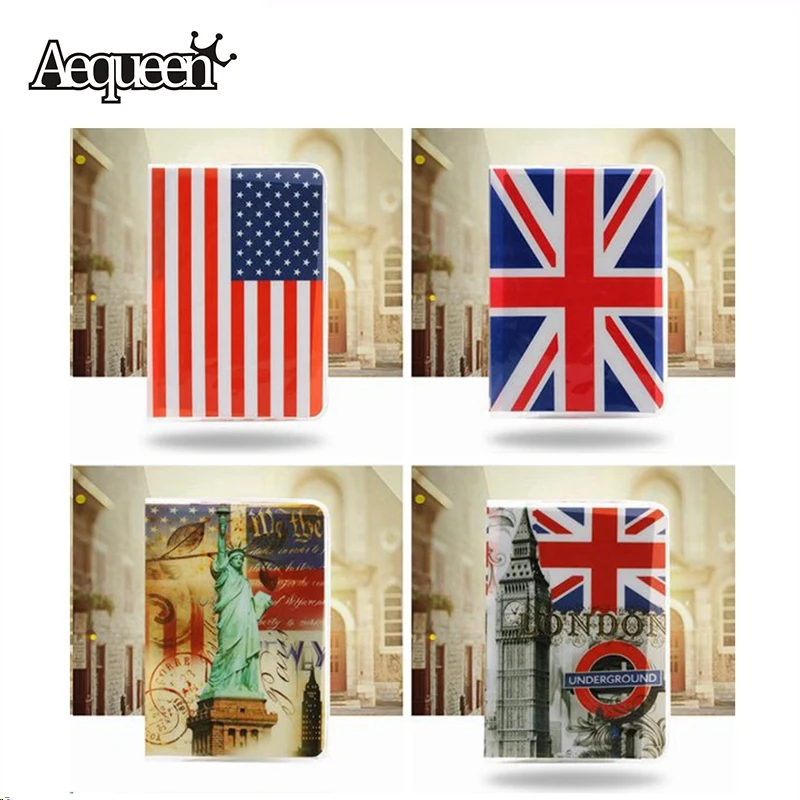 PVC Passport Holder Cover Identity ID Credit Card Cover Document Folder Travel Ticket Passport Case Eiffel Tower Pattern 1pcs