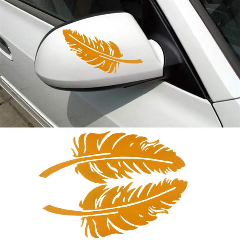 New Feather Design 3D Decoration Sticker For Car Side Mirror Rearview