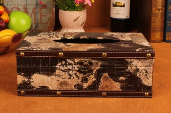 

Home tissue box retro map dispenser box holder desktop coffee shop decorate Paper towel napkin storage box