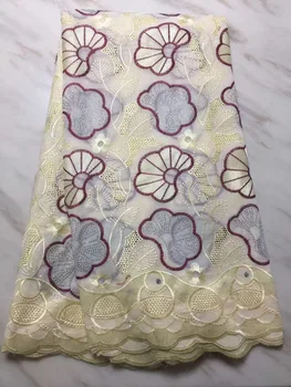 

2019 High quality stone Water soluble Embroidery African cord french guipure swiss cotton lace Fabric for dress 5y/lot TPL11205